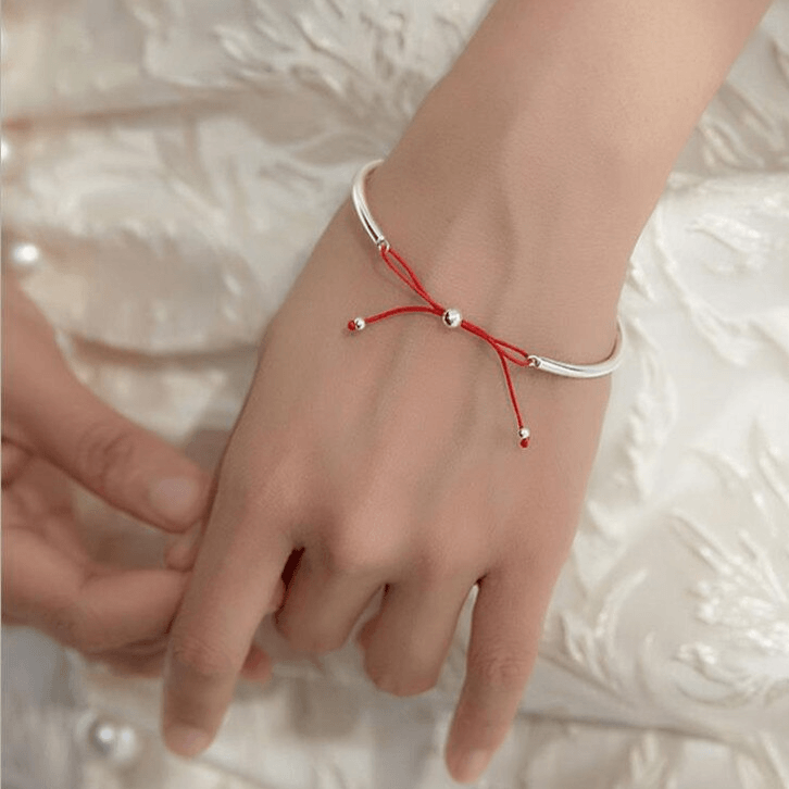 Darling Sterling Silver Red Rope Bow Bangle