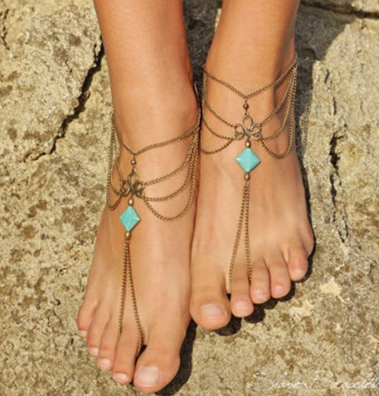 Hollow Turquoise Anklet