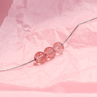 Thumbnail for THAI SILVER Simplistic 3 Bead Strawberry Quartz Necklace