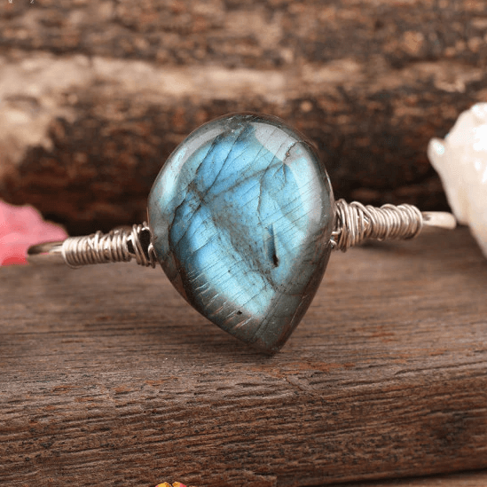 Natural Labradorite Tear Drop Hand Crafted Bracelet