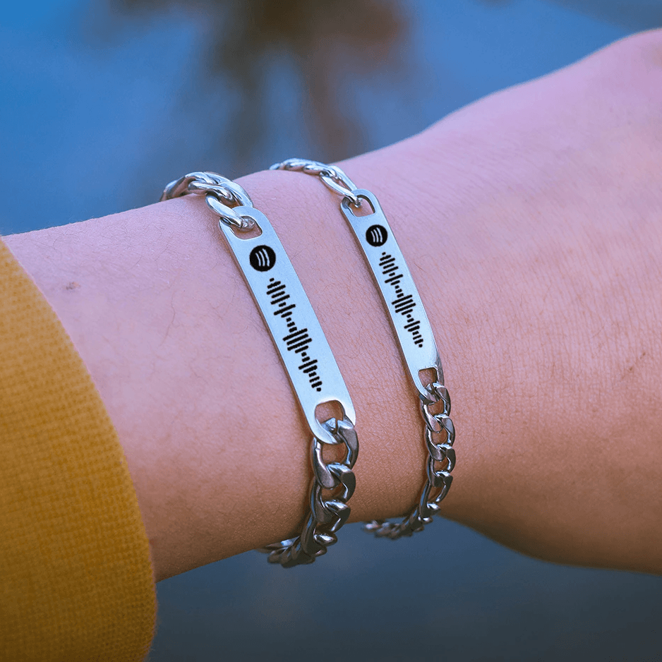 Stainless Steel Custom Spotify Code 'Replay' Bracelet