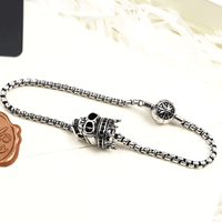 Thumbnail for Silver & Zirconia Men's Skull King Bracelet-6