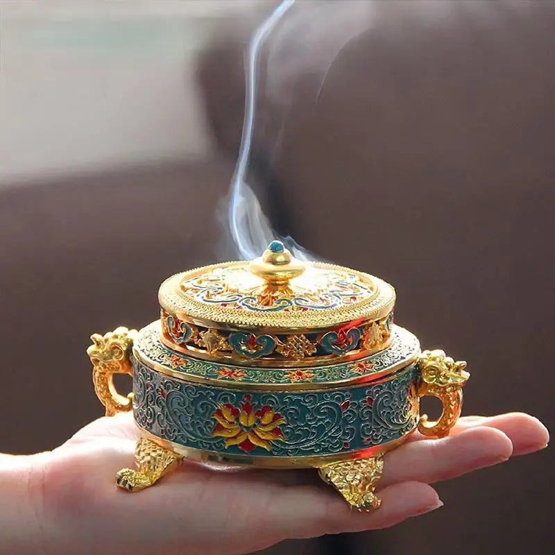 Antique Royal Tibetan Lotus Incense Burner YourSoulPlace.com