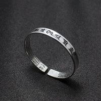 Thumbnail for THAI SILVER 6 Syllable OM & HEART SUTRA SPIRITUAL Bangle