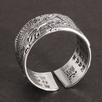 Thumbnail for Silver Dragon Spirit with Heart Sutra Mantra Ring