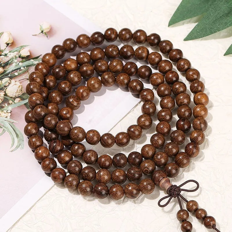 Natural Tiger Wood  Handmade 108 Bead Mala