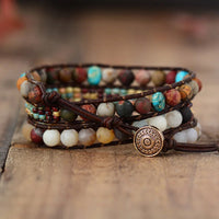 Thumbnail for Vintage Leather Jasper Wrap Bracelet