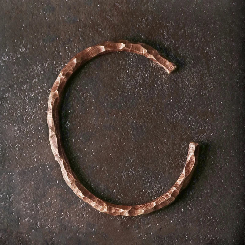 Unisex Tibetan Hand Beaten Polished Copper Bangle