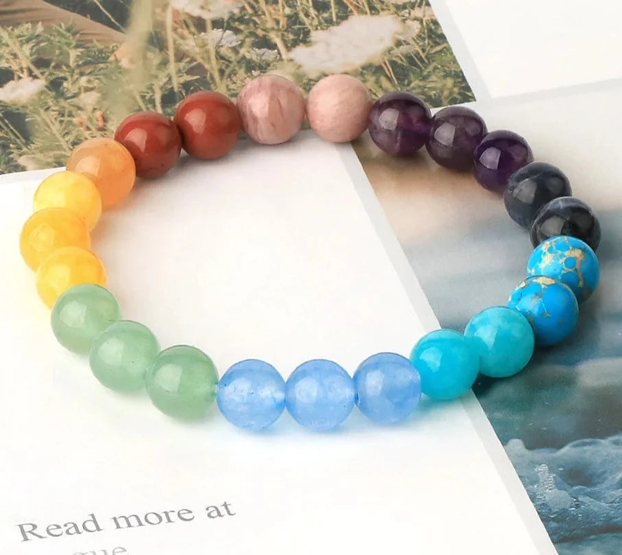 Luscious New 7 CHAKRA Natural Stone Bracelets- 8,10 & 12mm Beads