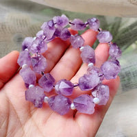 Thumbnail for AAA Grade Faceted Raw Amethyst NATURAL HEALING Stone Bracelet