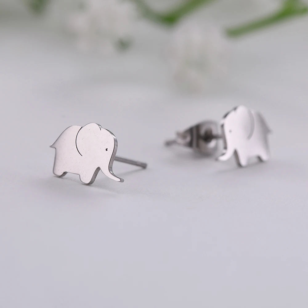 Dainty Elephant Stud Earrings