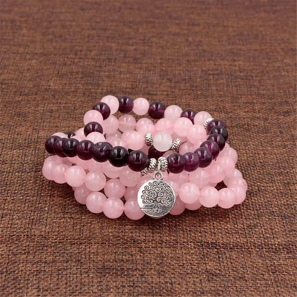 Rose Quartz & Amethyst Mala Prayer YourSoulPlace.com