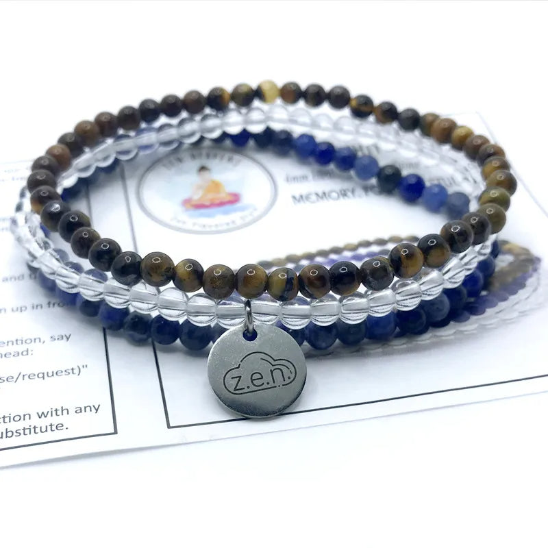 ANTI-ANXIETY & STRESS MINIS' -Chrysanthemum Stone,Blue Lace Agate & Tourmaline - 3/pc  *MIGHTY MINIS*  Healing Energy Stone Bracelets YourSoulPlace