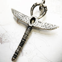 Thumbnail for Silver & Zirconia Ankh & Egyptian Scarab Pendant Necklace YourSoulPlace