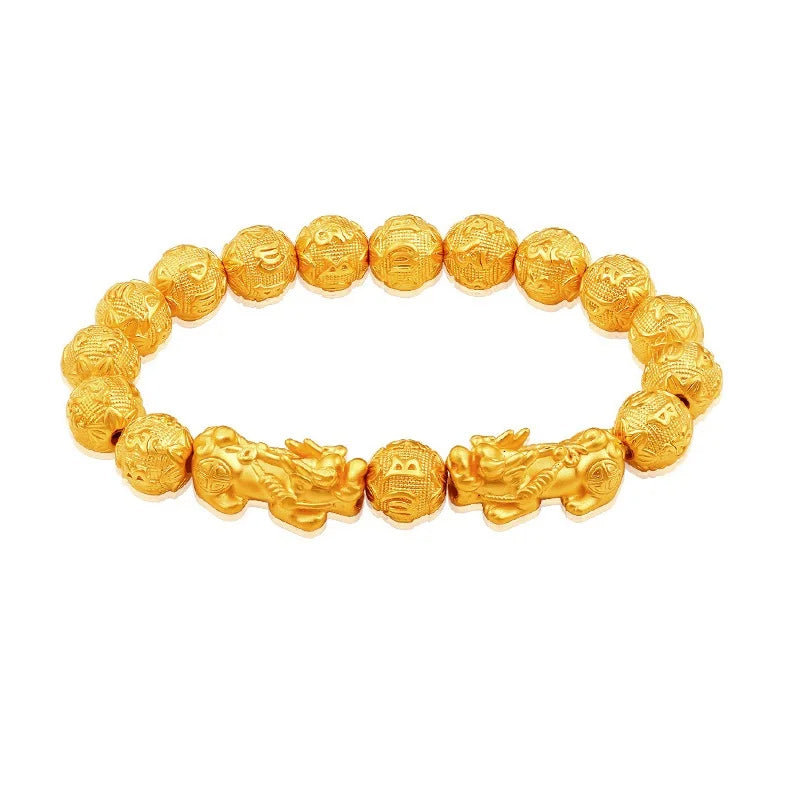 Gold Pixiu Wealth Mantra Bracelet