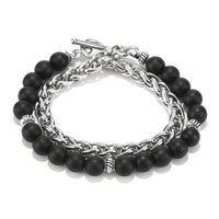 Thumbnail for 2pcs/set Steel Wheat Chain & Onyx Stone RELEASE EMOTIONS Bracelets