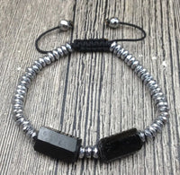 Thumbnail for Raw Black Tourmaline & Hematite Stone PROTECTION Bracelet