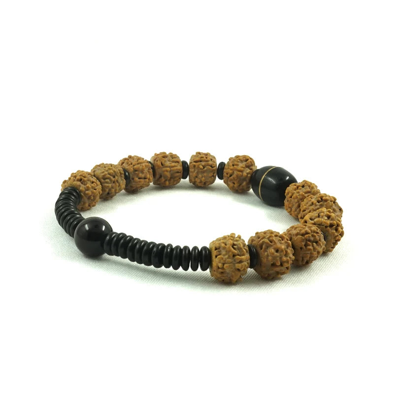 Natural Coconut shell Rudraksha Tiger eye Beads Bracelet