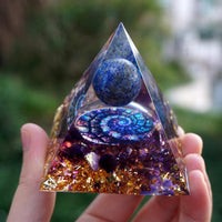 Thumbnail for 2-Handmade Lapis Lazuli & Amethyst Crystal Sphere 'TRUTH' ORGONITE Pyramid