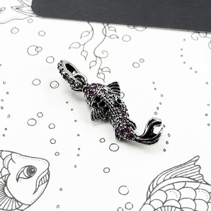 Silver & Zirconia HARIWAKE Koi Pendant Necklace