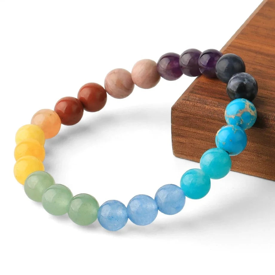 Luscious New 7 CHAKRA Natural Stone Bracelets- 8,10 & 12mm Beads