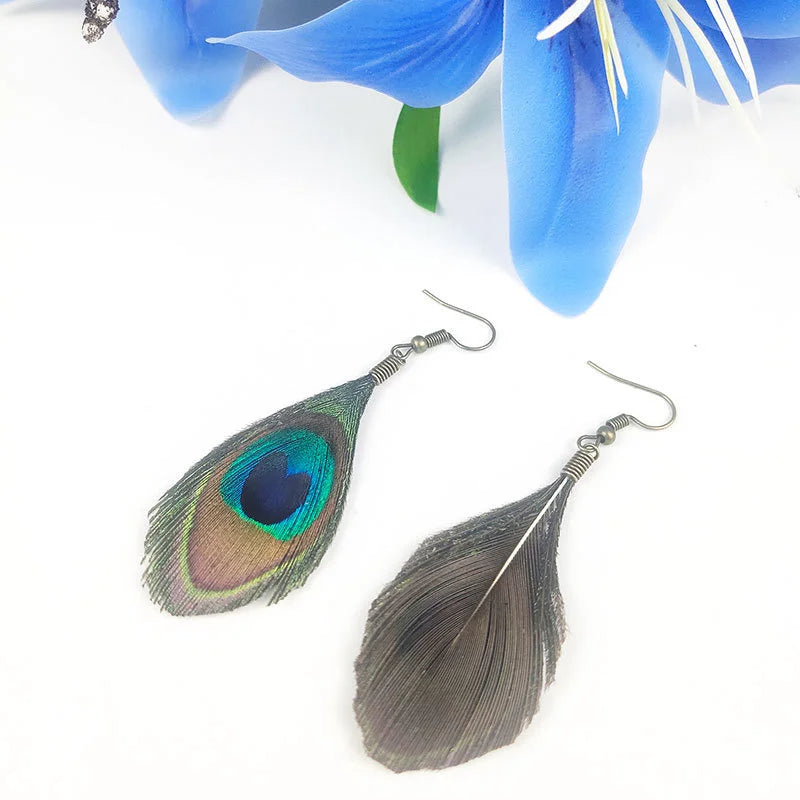 Empress Peacock Feather Earrings