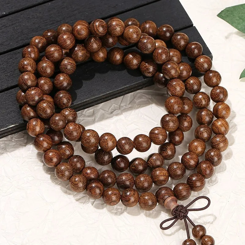 Natural Tiger Wood  Handmade 108 Bead Mala