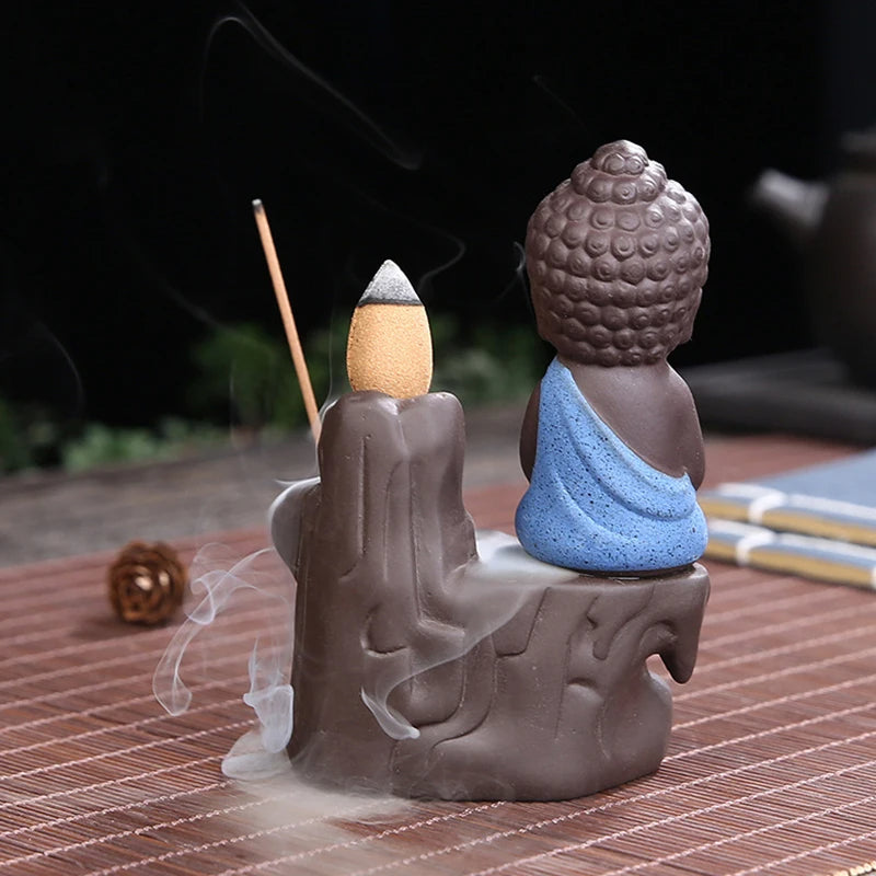 Praying little Buddha Back flow Incense Burner