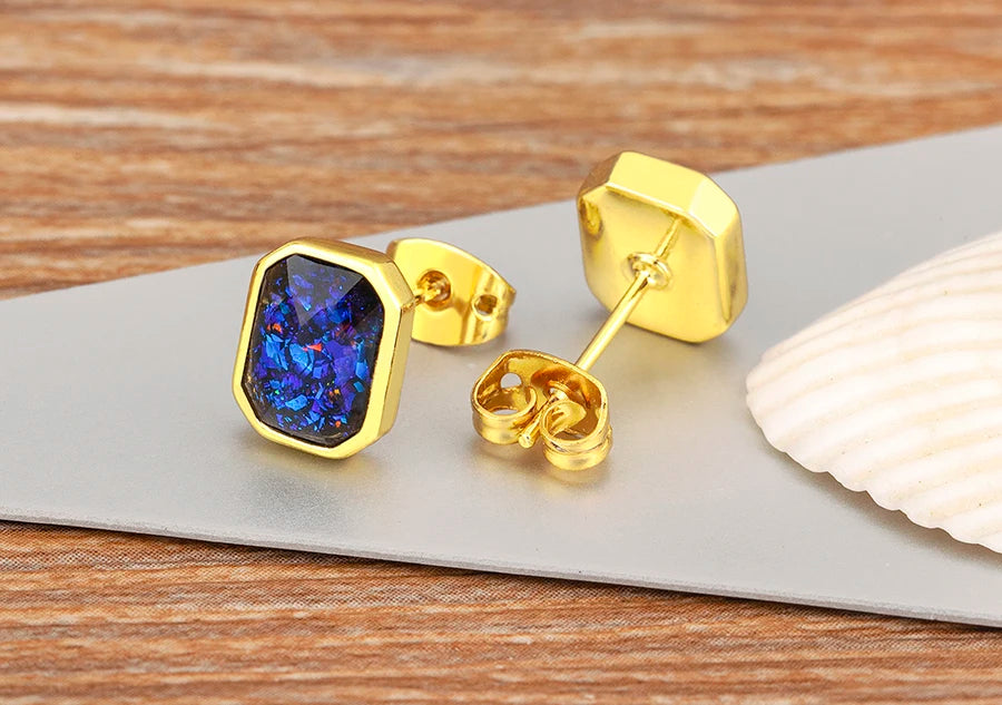 Gold Old Ocean Opal Earrings