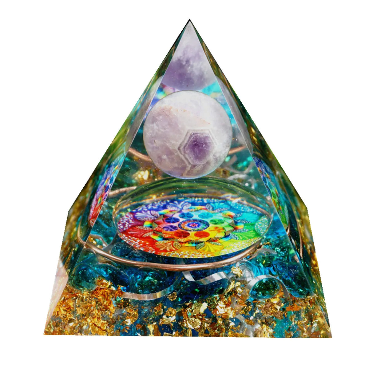 #103-Handmade Mixed Quartz & Opal 'MAX STIMULATION' ORGONITE Pyramid