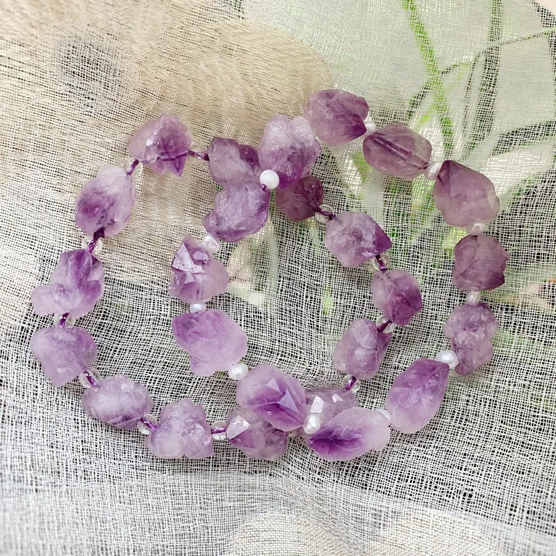 AAA Grade Faceted Raw Amethyst NATURAL HEALING Stone Bracelet