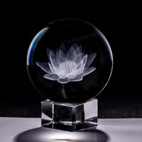 Thumbnail for 3D Laser Engraved Lotus Flower Crystal Ball YourSoulPlace.com