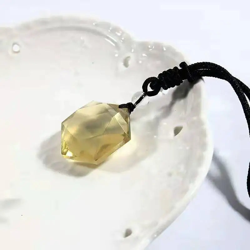 Natural CITRINE Cubic  Hexagram 'SUNSHINE & JOY ' Pendant Necklace