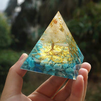 Thumbnail for #47- Handmade Rose Quartz & Turquoise Tree of Life 'EMOTIONAL BALANCE' ORGONITE Pyramid