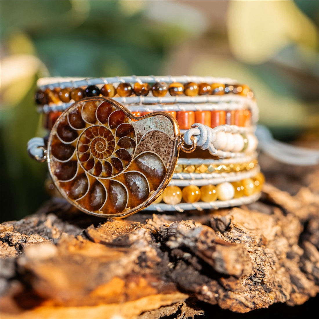 65-Million-Year-Old Ammonite Fossil Nurturing Wrap Bracelet