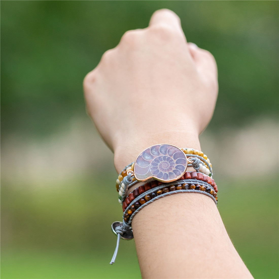 65-Million-Year-Old Ammonite Fossil Nurturing Wrap Bracelet