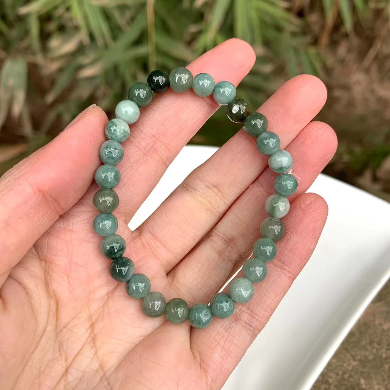 Natural 6mm Burmese Jade Bead Bracelet