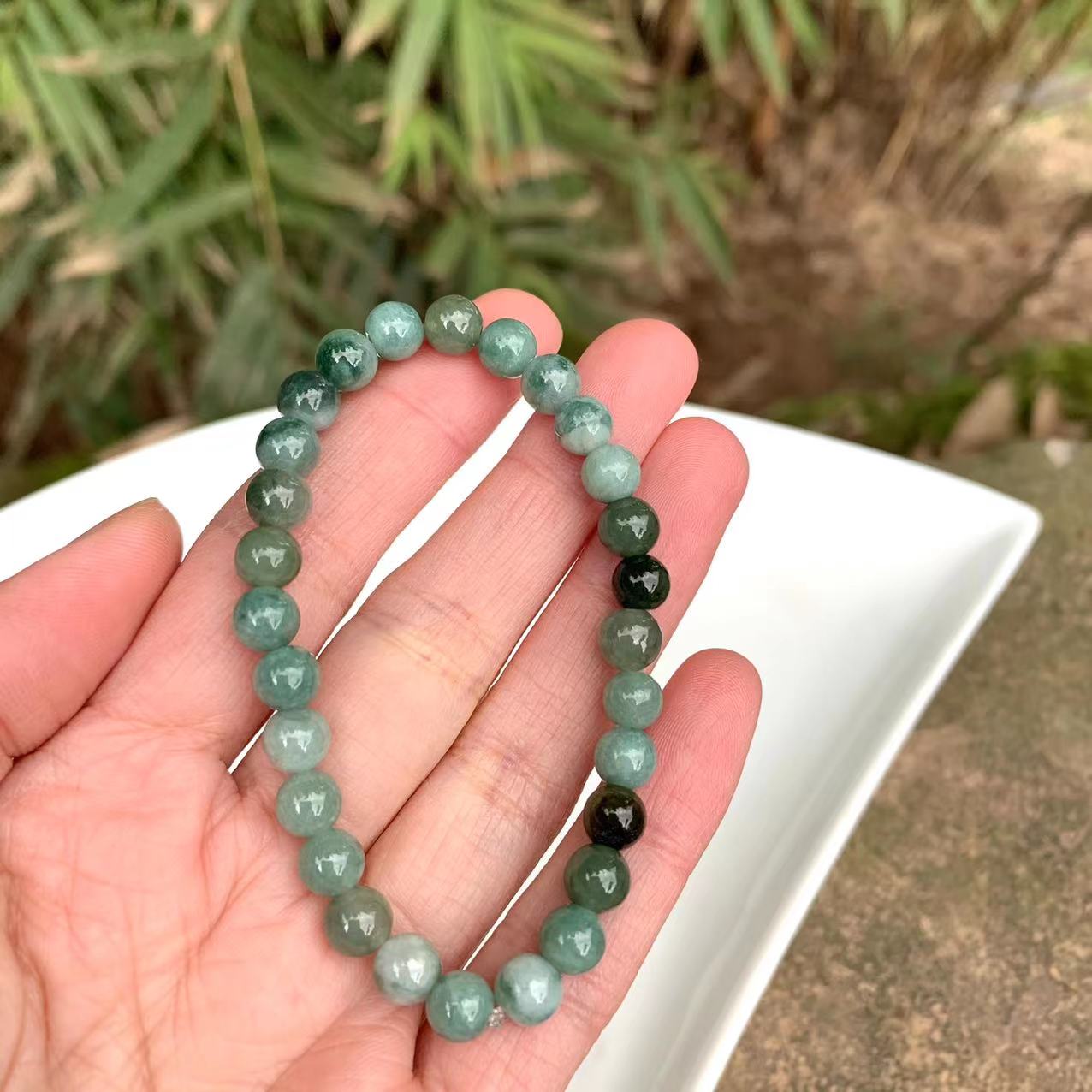 Natural 6mm Burmese Jade Bead Bracelet