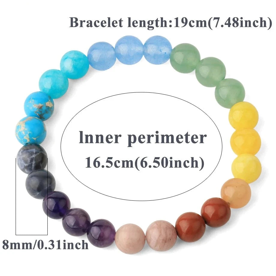 Luscious New 7 CHAKRA Natural Stone Bracelets- 8,10 & 12mm Beads