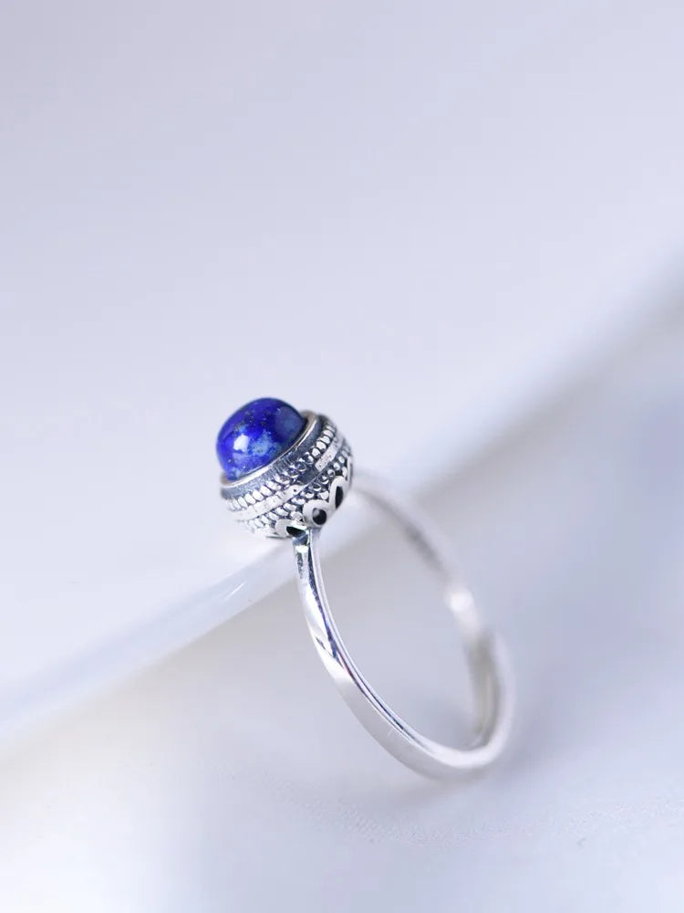 925 Sterling Silver Lapis Lazuli Stone Ring YourSoulPlace