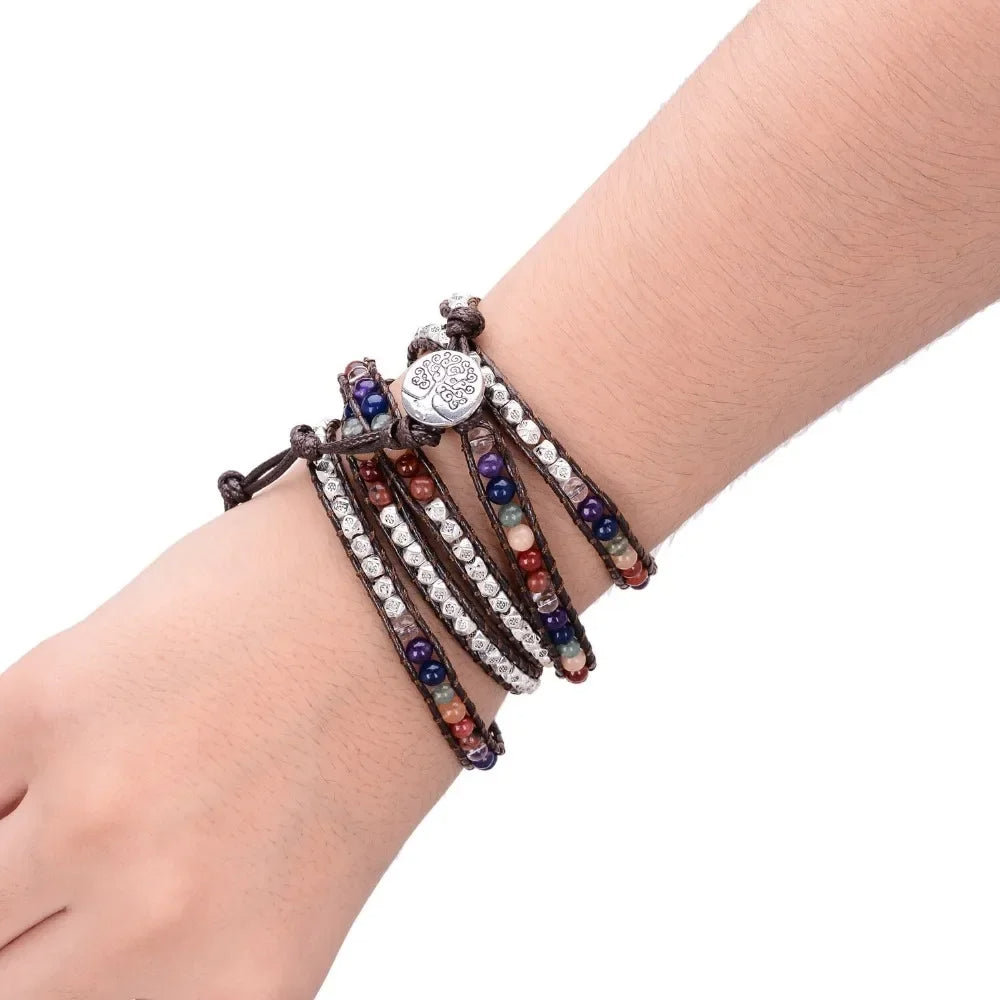 Multi-layer 7 Chakra Stone Wrap Bracelet-2 Sizes