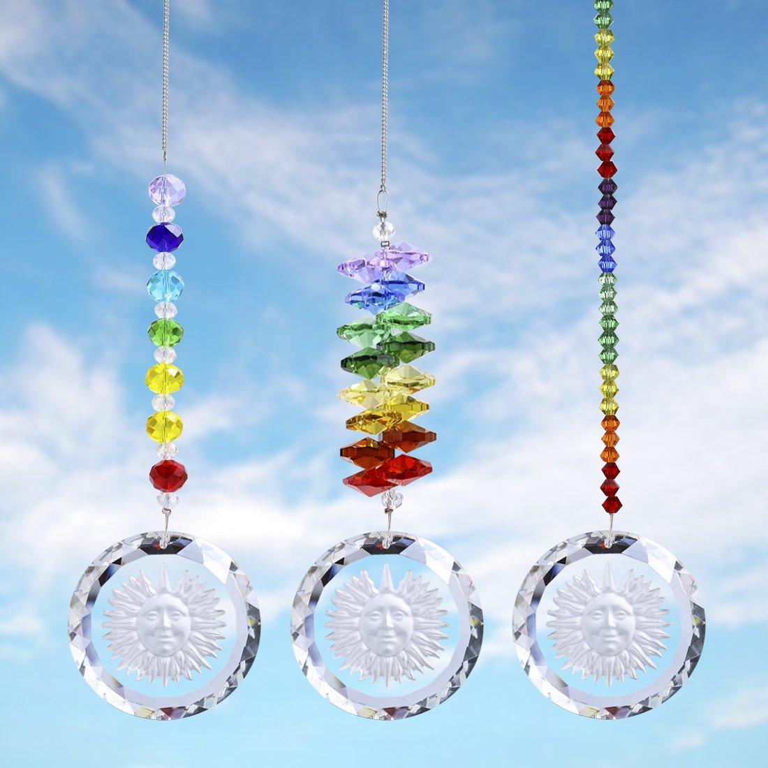 3 PCS/Set Chakra Suncatcher with Sunflower Pendant