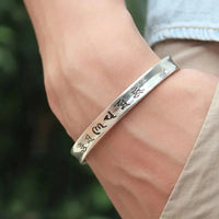 Thumbnail for THAI SILVER 6 Syllable OM & HEART SUTRA SPIRITUAL Bangle