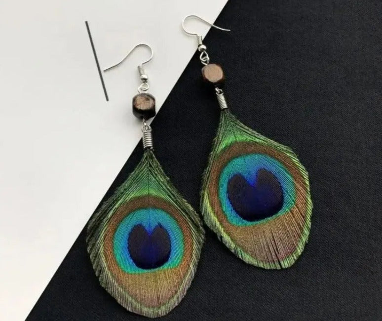 Empress Peacock Feather Earrings
