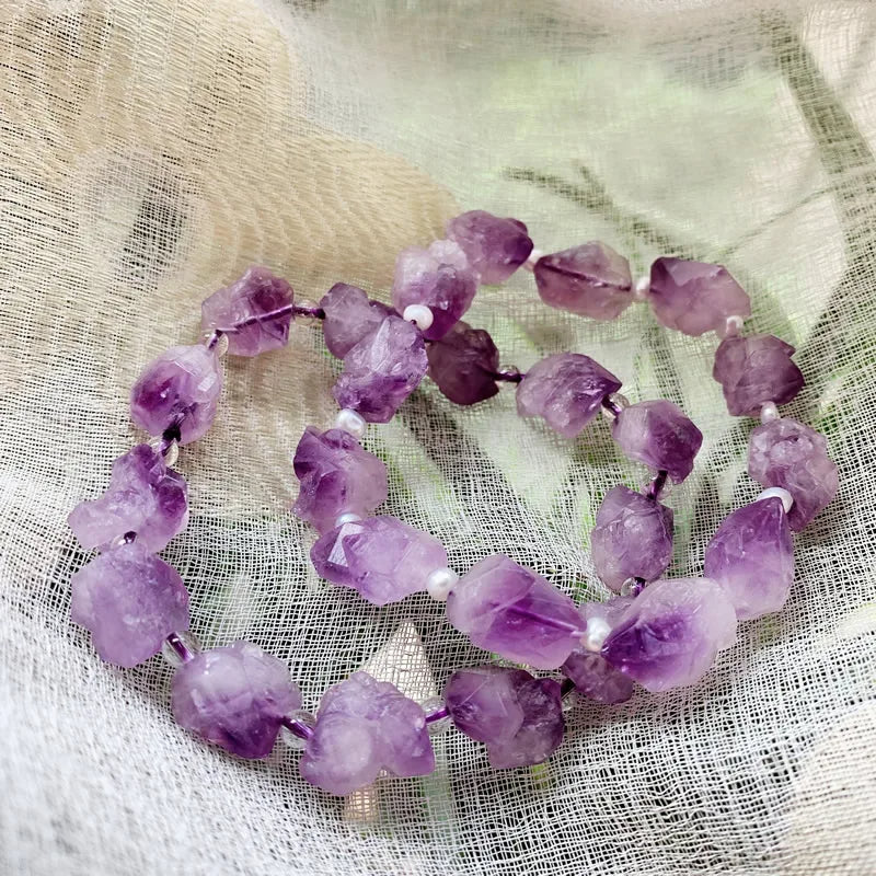 AAA Grade Faceted Raw Amethyst NATURAL HEALING Stone Bracelet