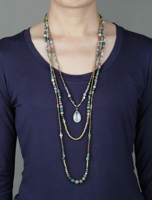 Indian Onyx Teardrop Necklace