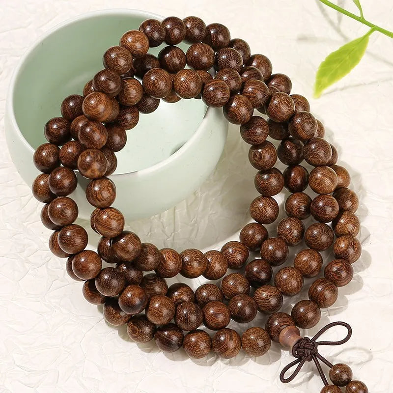 Natural Tiger Wood  Handmade 108 Bead Mala