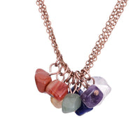 Thumbnail for Unique Antique Copper Triple Strand Necklace with 7 Chakra Stones Pendant