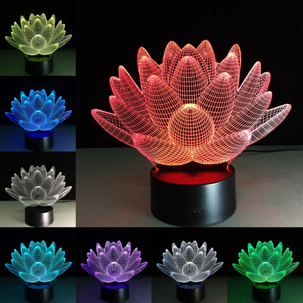 Lotus 3D Colorful LED Night Light