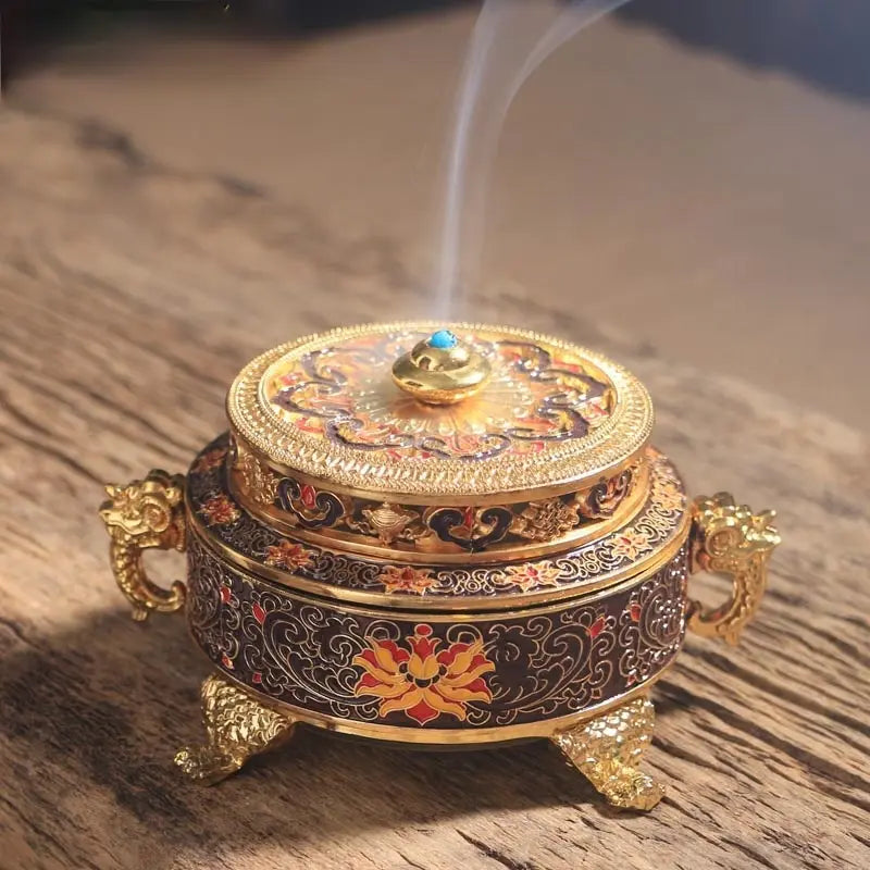 Antique Royal Tibetan Lotus Incense Burner YourSoulPlace.com